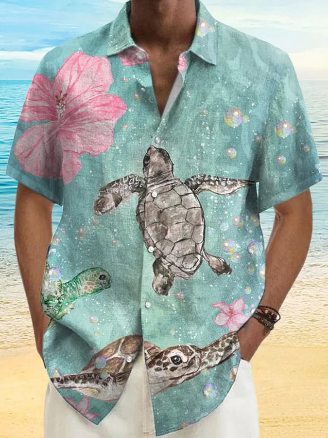 Men'S Casual Print Hawaiian Shirt