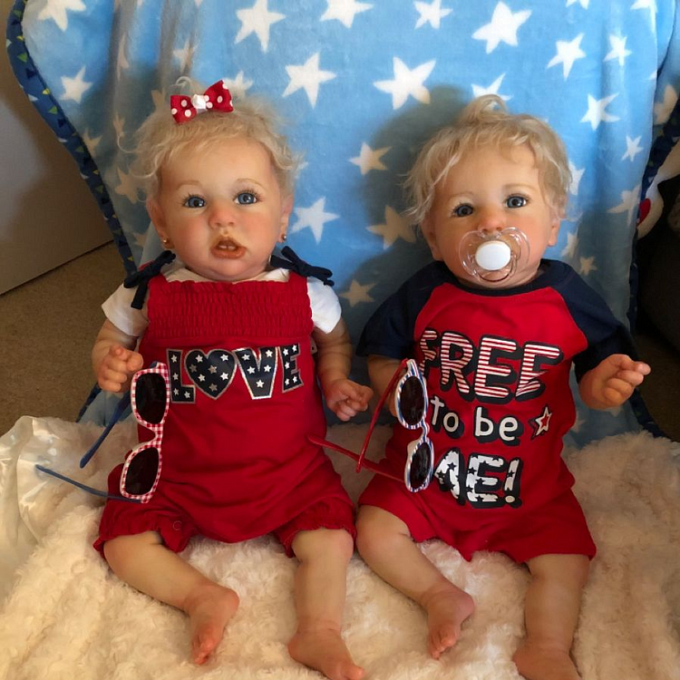  [Twins Girl and Boy]20'' Realistic Reborn Toddler Silicone Baby, Quality Realistic Handmade Newborn Dolls Tameka and Klein - Reborndollsshop®-Reborndollsshop®