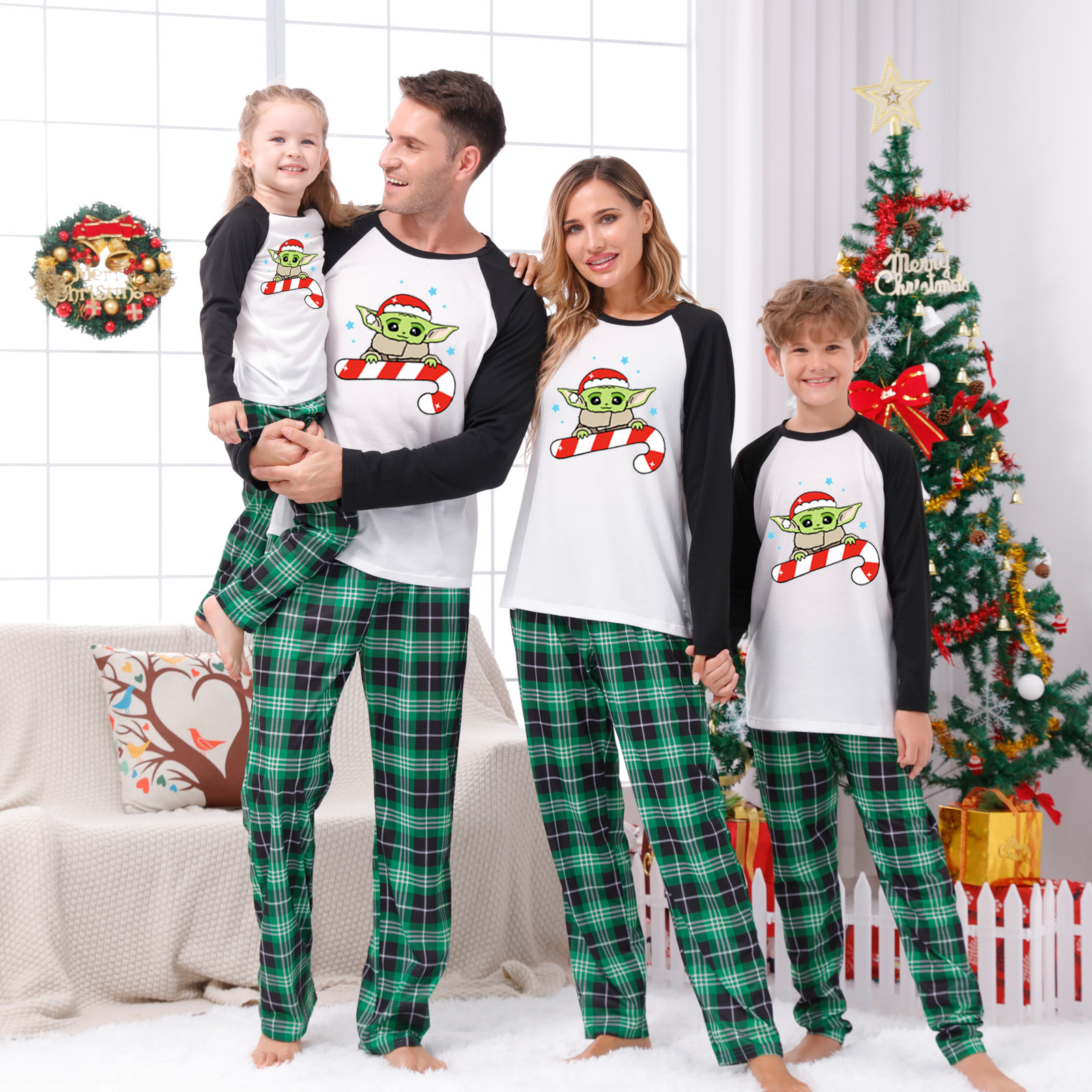 Baby Yoda Christmas Family Matching Pajamas Set(green)