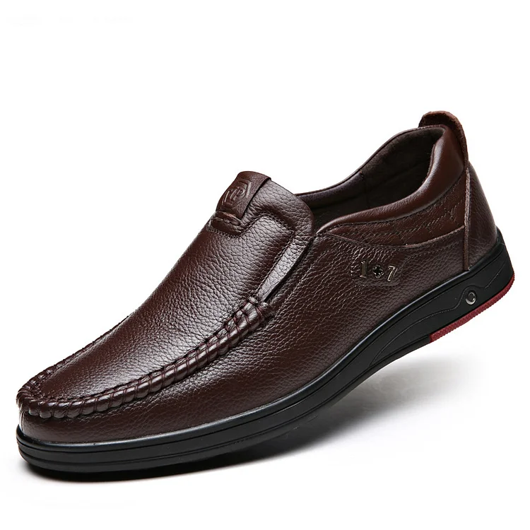 Mens Genuine Leather Soft Insole Casual Business Slip On Loafers  Stunahome.com