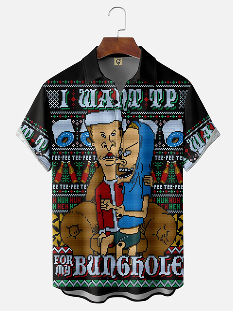 Comstylish Men's I Want Tp Beavis Christmas Print Shirt