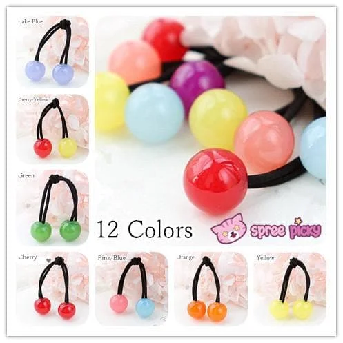 [12 Colors] Candy Colors Jelly Balls Hair Ring 2 Pieces SP151665