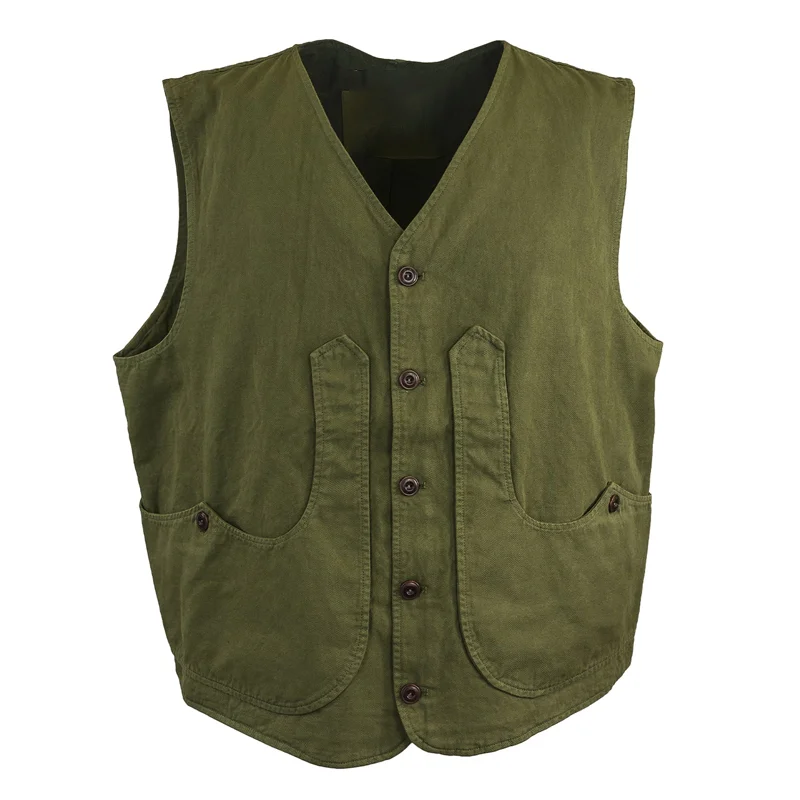 Men's Retro Cotton And Linen Multi-Color Workwear Single-Breasted Vest