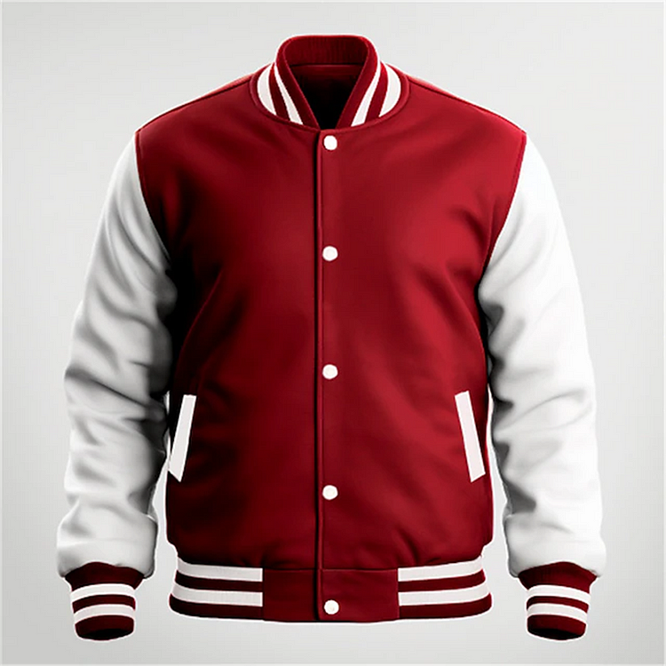 Casual Colorblock Striped Stand Collar Single Breasted Baseball Jacket