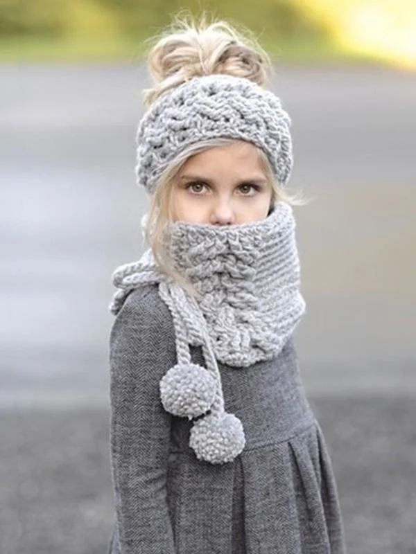 Two-piece Handmade Knitted Scarf&Hat Accessories