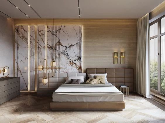 How can lighting be utilized to create an advanced ambiance in a bedroom?