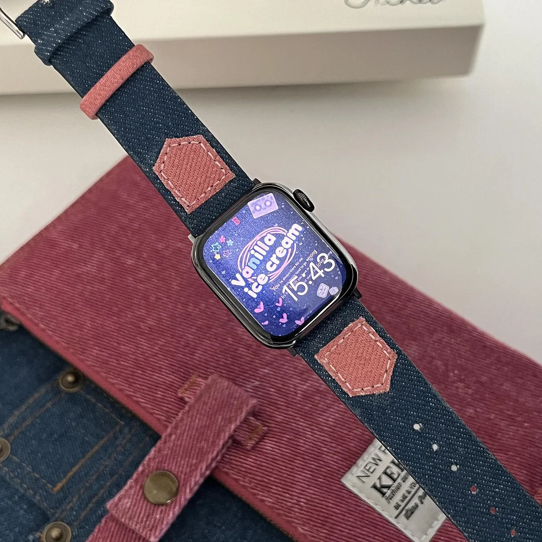 Denim Embroidery Watch Band