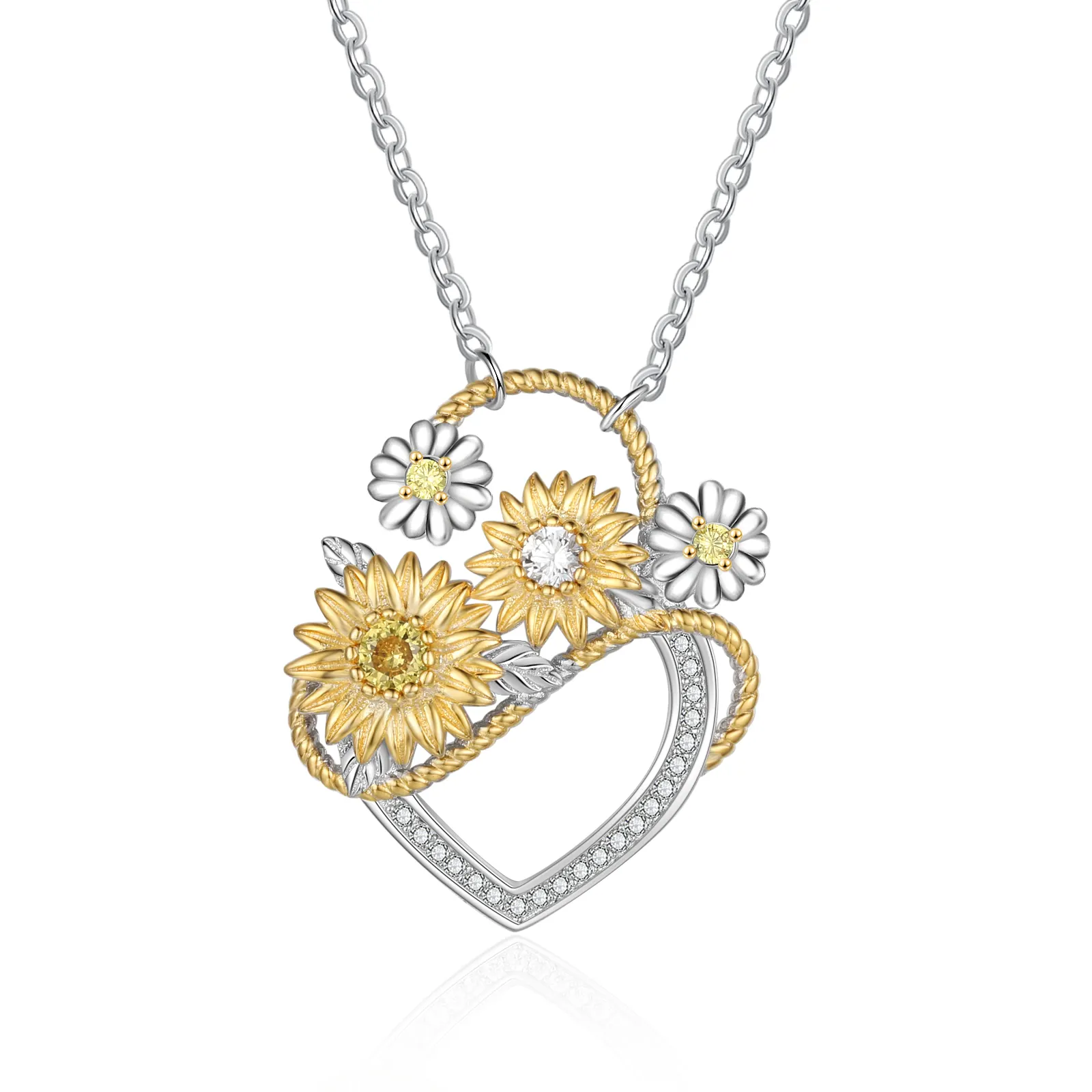 LOLIAS Sonnenblumen Halskette Aus 925 Sterling Silber – 16 Zoll Mit 2 Zoll Verlängerung, Damen-Schmuck Geschenk