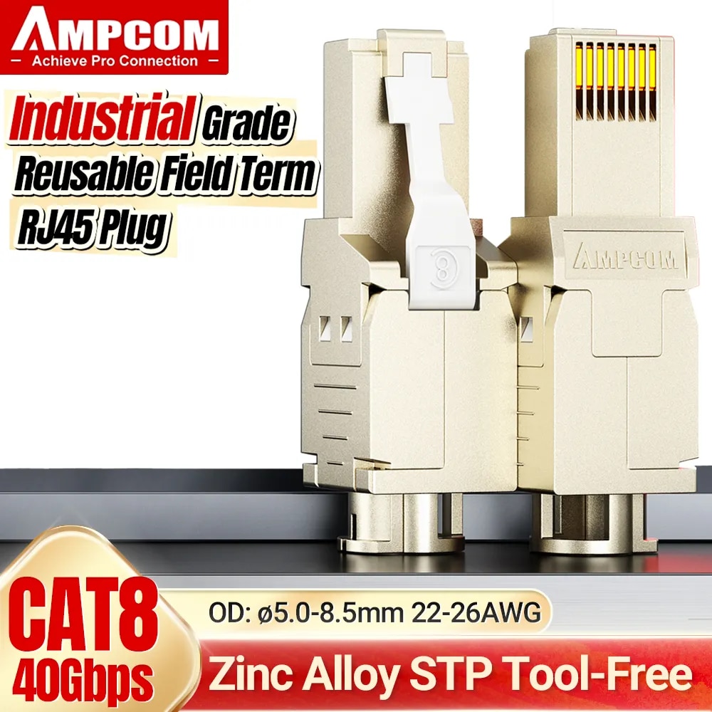 AMPCOM RJ45 Connectors Modular Plug Cat6 Cat6A CAT7 CAT8 STP Network