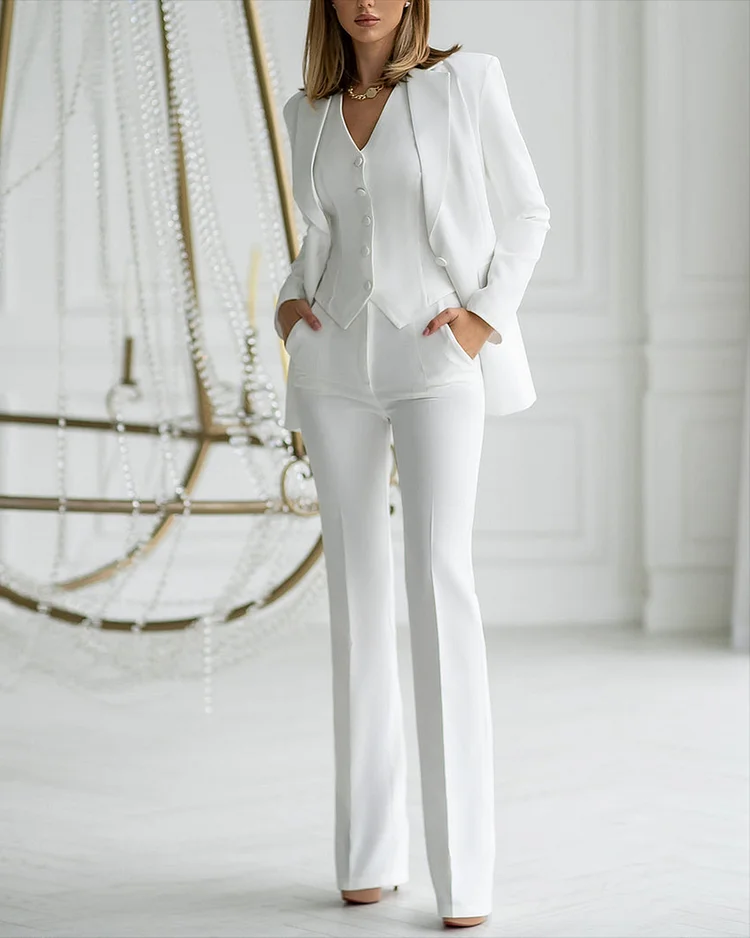 Women's White Three-piece Formal Suit