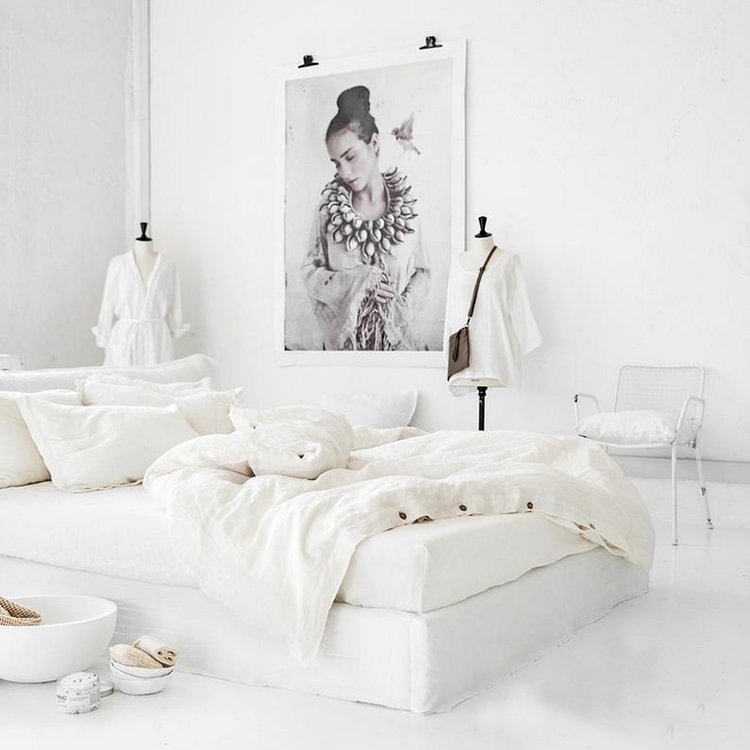 White 100% Flax Linen Duvet Cover Set-ChouChouHome