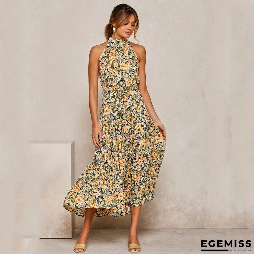 Neck Print Lace-up Dress | EGEMISS