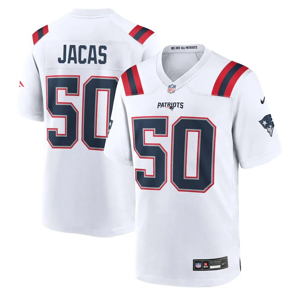 Men's New England Patriots #50 Gabe Jacas White 2026 NFL Draft Game Jersey
