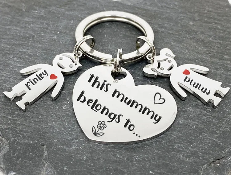 For Mother - This Mommy Belongs To... Customizable Heart Keychains