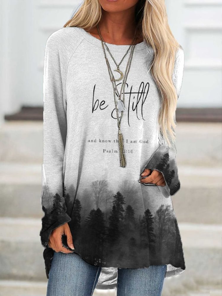 Be Still And Know That I Am God Forest Print Tunic