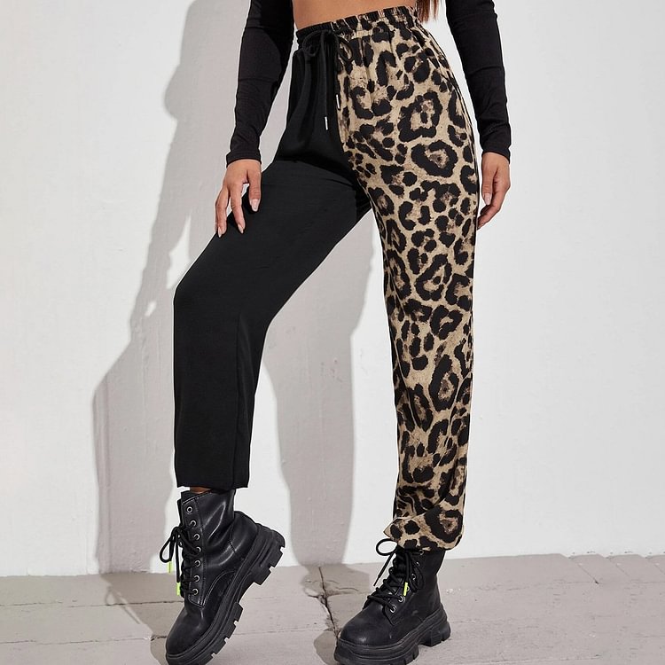 Comstylish Contrasting Color Sports Foot Pants Pencil Pants