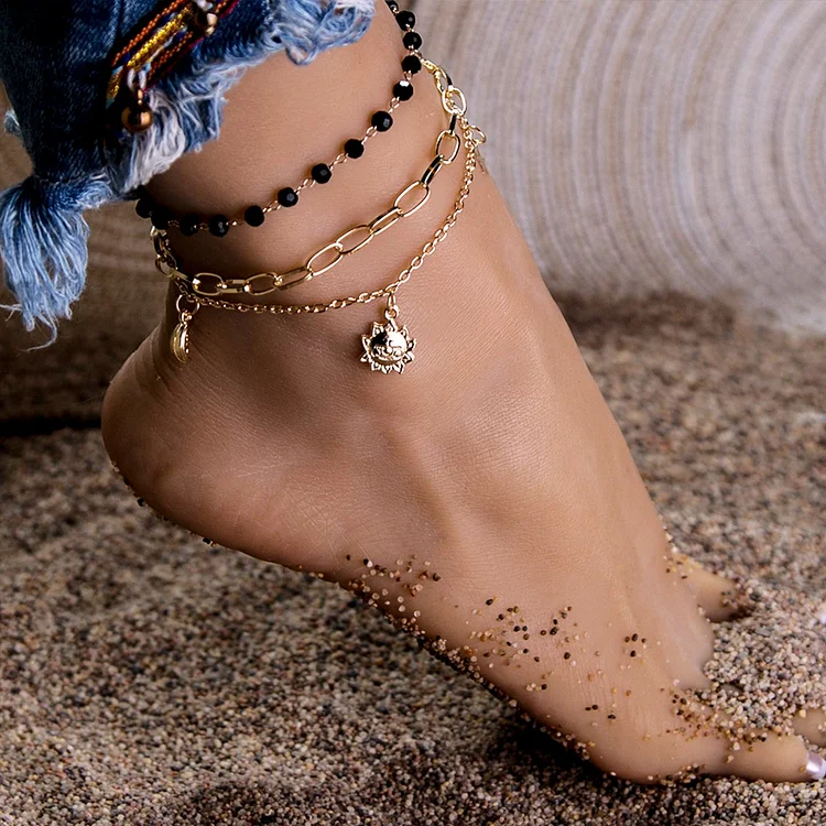 Cuba Chain Anklet Sun Moon Anklet Fashion Jewelry for Women