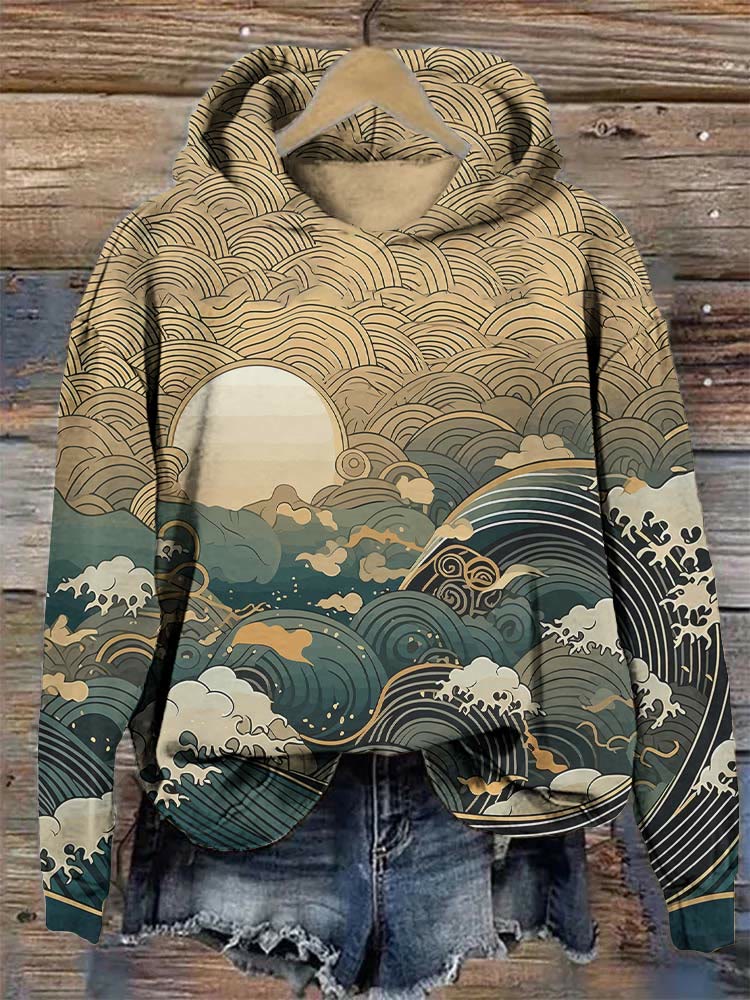 Island Style Wave Print Short Sleeve Suit