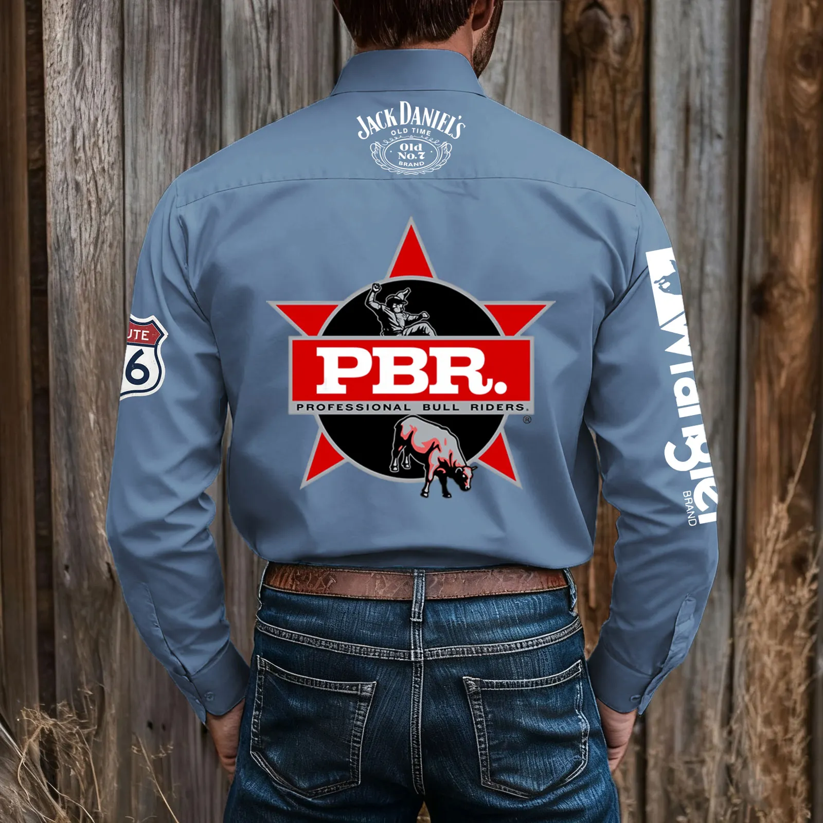 Professional Bull Riding Themed Long Sleeve Shirt