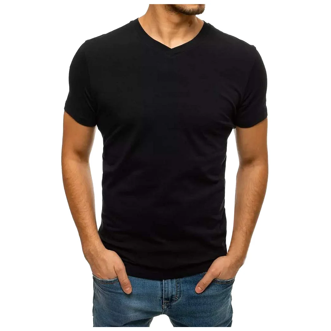 Summer Men's Cotton Loose Relaxed Solid Color T-shirt