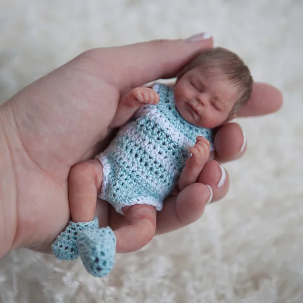 Miniature Doll Sleeping Full Body Silicone Reborn Baby Doll, 6 Inches Realistic Newborn Baby Boy or Girl Doll Named Zoey
