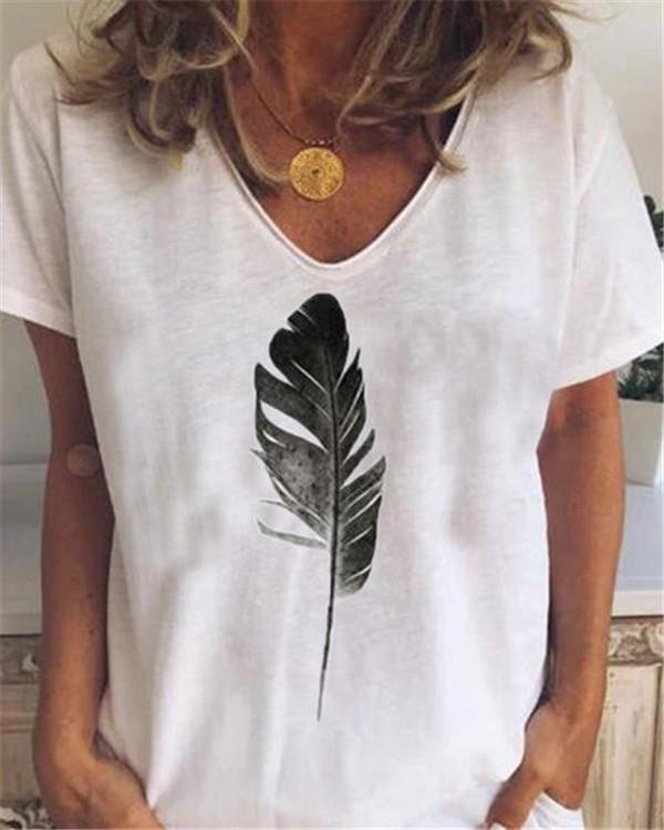 Plus Size Feather Loose Casual Summer Women Holiday Blouse