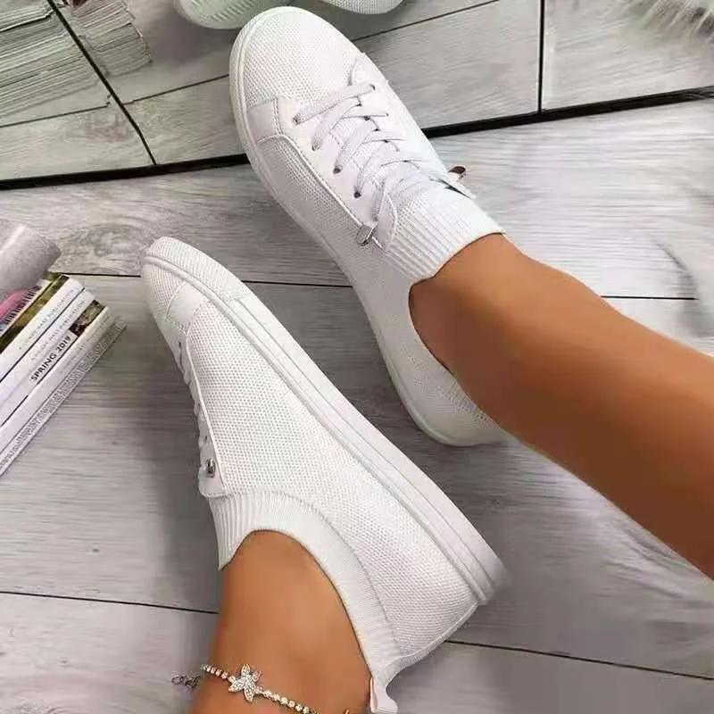 Solid Color Lace Up Casual Shoes