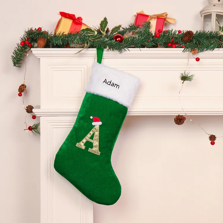 Christmas Letter Stockings Ornaments Custom 1 Name Fireplace Sock Decor Personalized Gifts for Family Friends