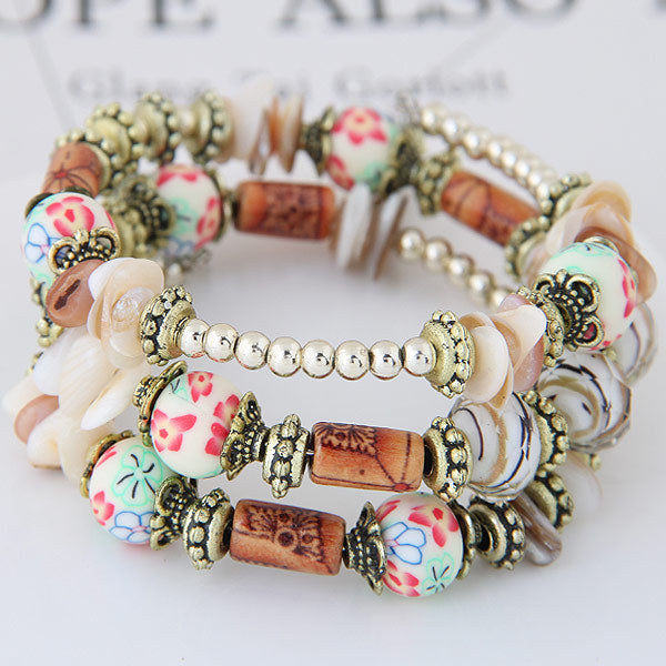 Bohemian Shell Clay Bracelet