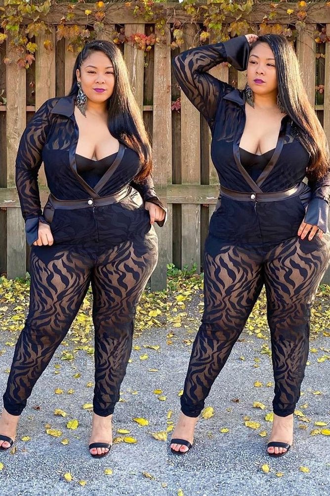 Sexy Black Plus Size Two Pieces Suit Jumpsuit - BlackFridayBuys