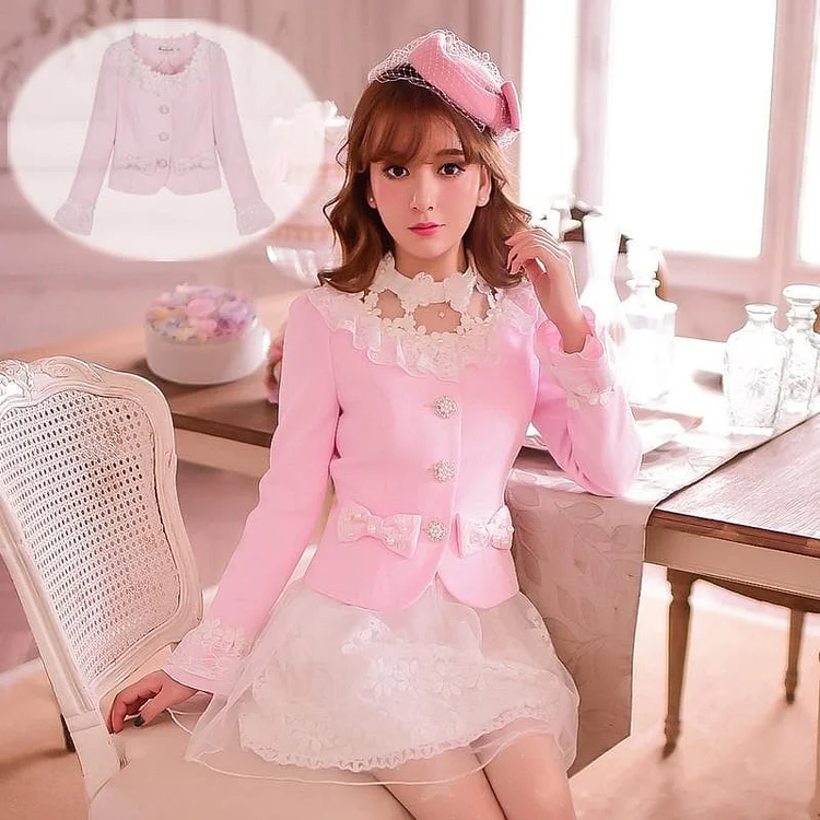S/M/L Sweet Pink Princess Bow Short Coat SP153407