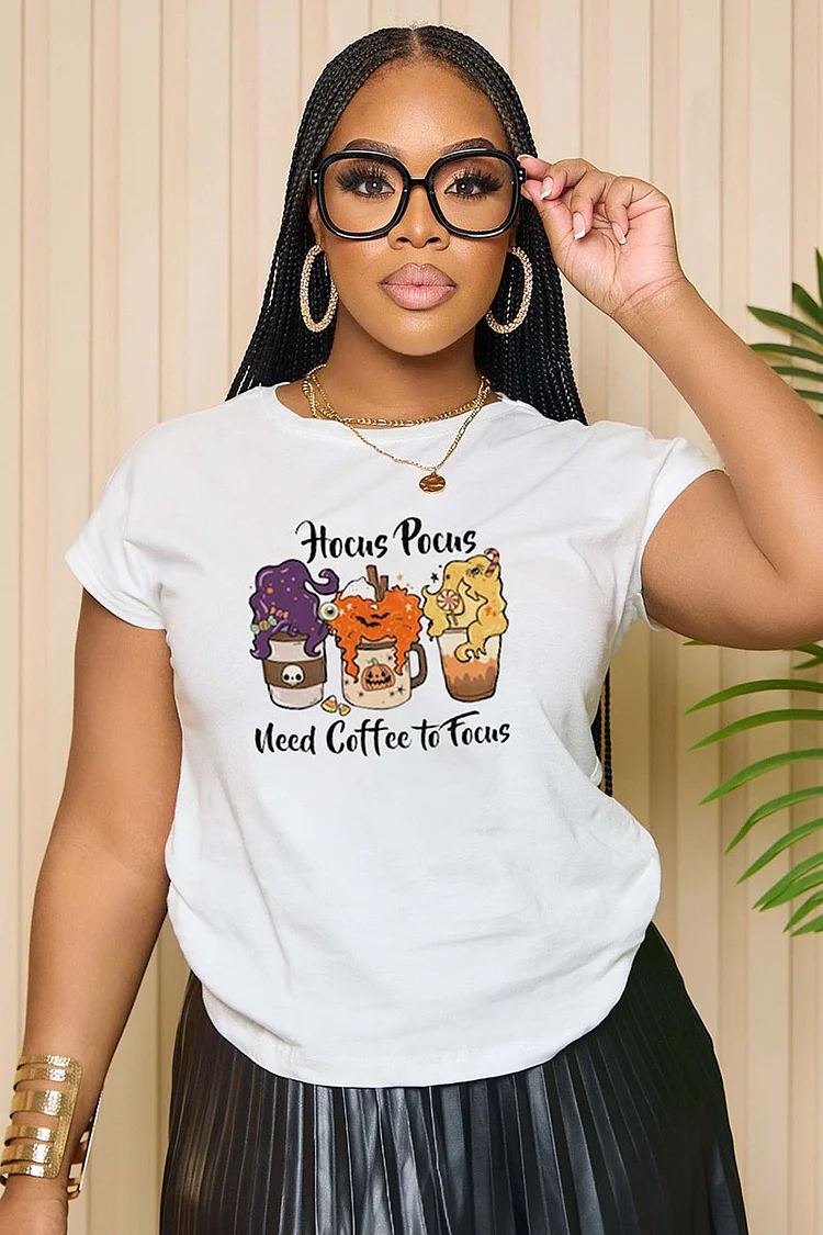 LORAGAL Halloween Hocus Pocus Need Coffee To Focus T-Shirt