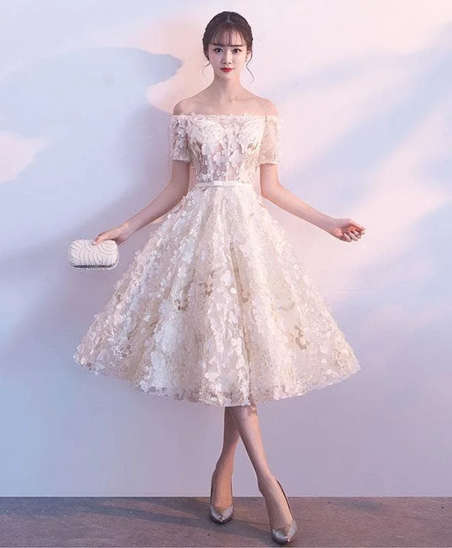 Cute Champagne Short Prom Dress