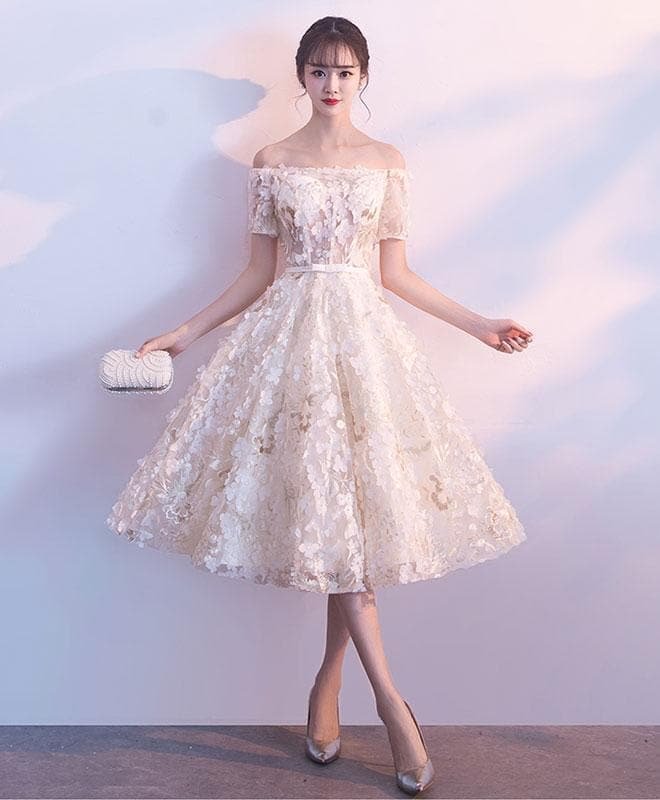 Cute Champagne Short Prom Dress