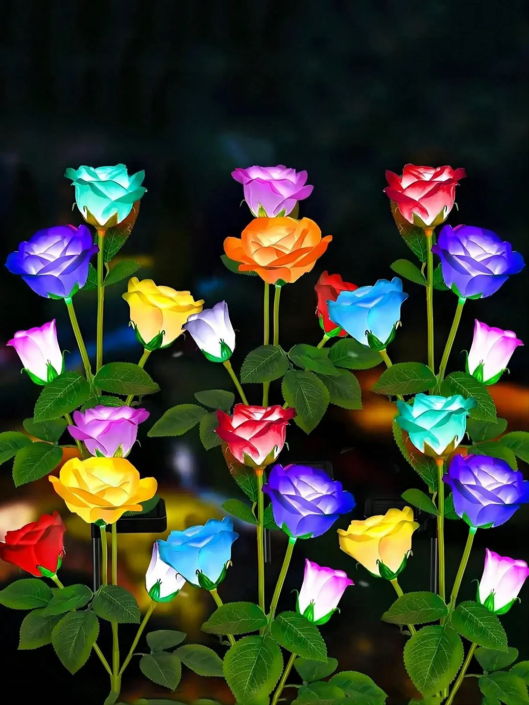 A Bunch of 4 Head Waterproof Solar Rose Lights (2pcs)