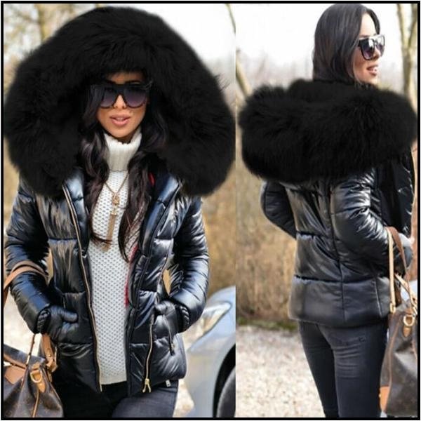 New Autumn and Winter Fashion Women's Short Coat Cotton Jacket Large Size Hooded Jacket Warm Cotton Women's Fur Collar Hoodie Parka Coat XS-5XL