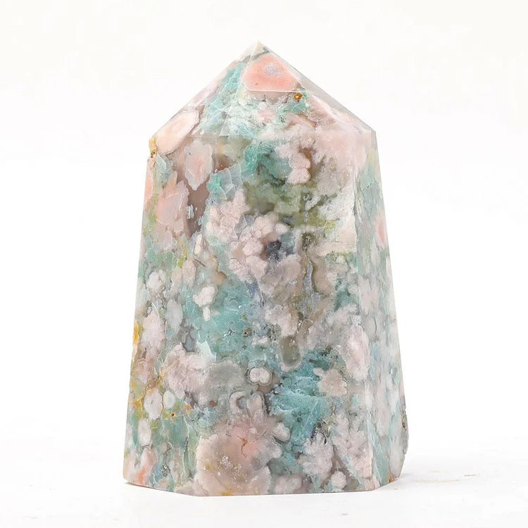 Green Flower Agate Towers Points Bulk