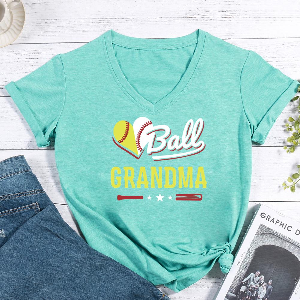 Ball Grandma V-neck T Shirt-Guru-buzz