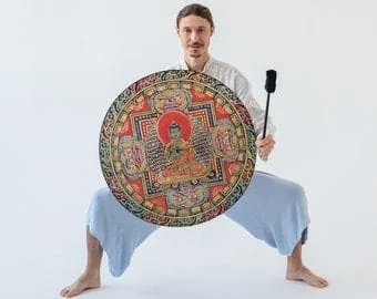pornhint Pornhint Sacred "Himalayan Drum" 28 inch, huge shamanic vegan drum, sound healing instrument, tunable water-resistant membrane, deep bass sound