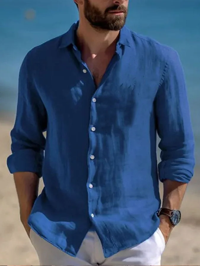 Men's Casual Cotton And Linen Resort Style Shirts