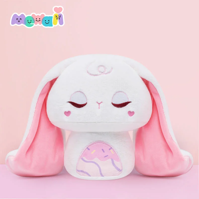 MeWaii® Mushroom Family Pink Egg Long-eared Rabbit Kawaii Plush Pillow Squish Toy