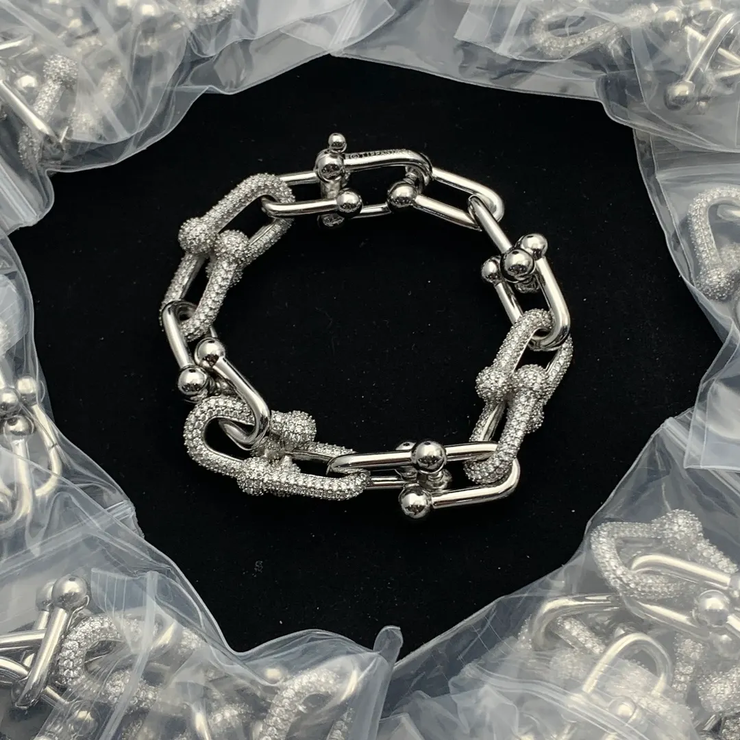 Tiffany HardWear Large Link Bracelet in White Gold Color