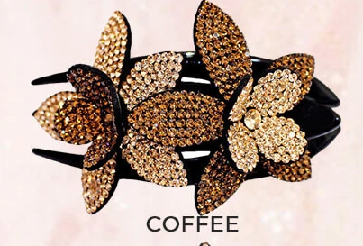 Rhinestone double flower hairpin socialshop