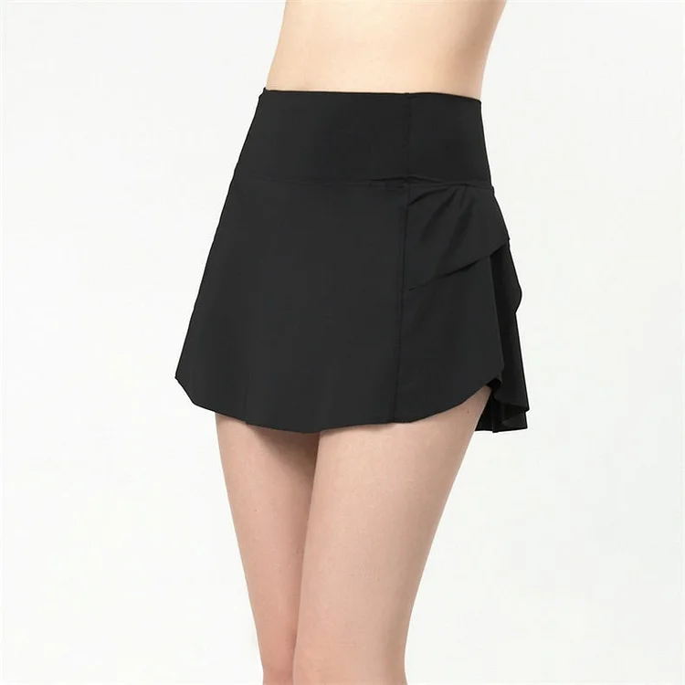 Pocket High Waist Yoga Running Shorts Skirt