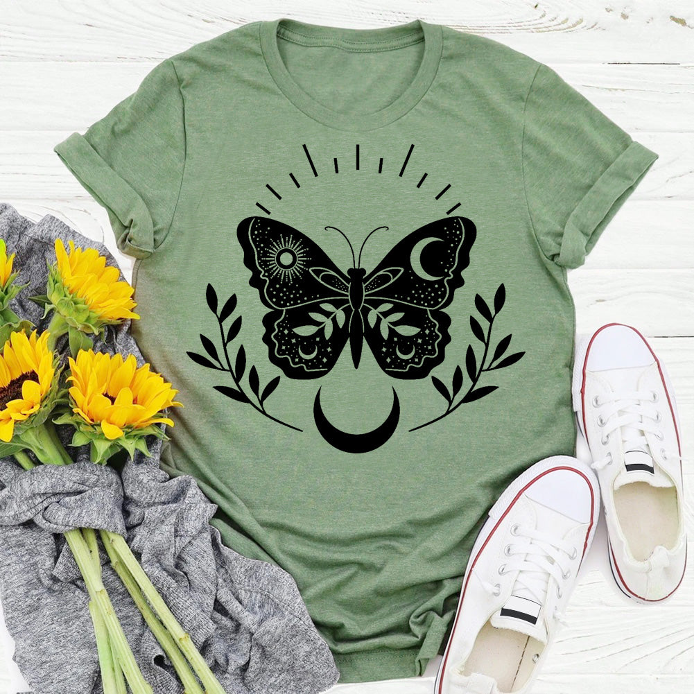 Butterfly Sun and moon T-shirt Tee -05608-Guru-buzz