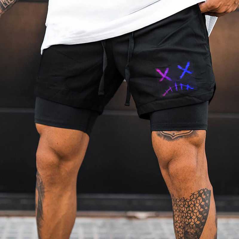 Men's Fashion Smiley Print Slim Quick Dry Fit Shorts