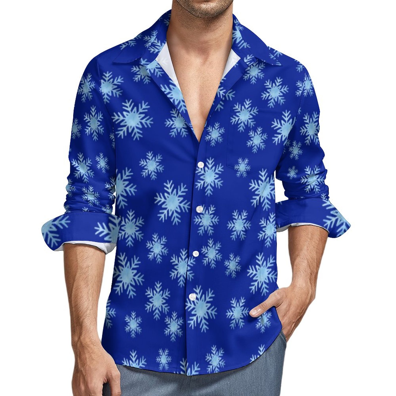 slim fit dress slacks Blue Dress Shirt with White Collar & Cuffs