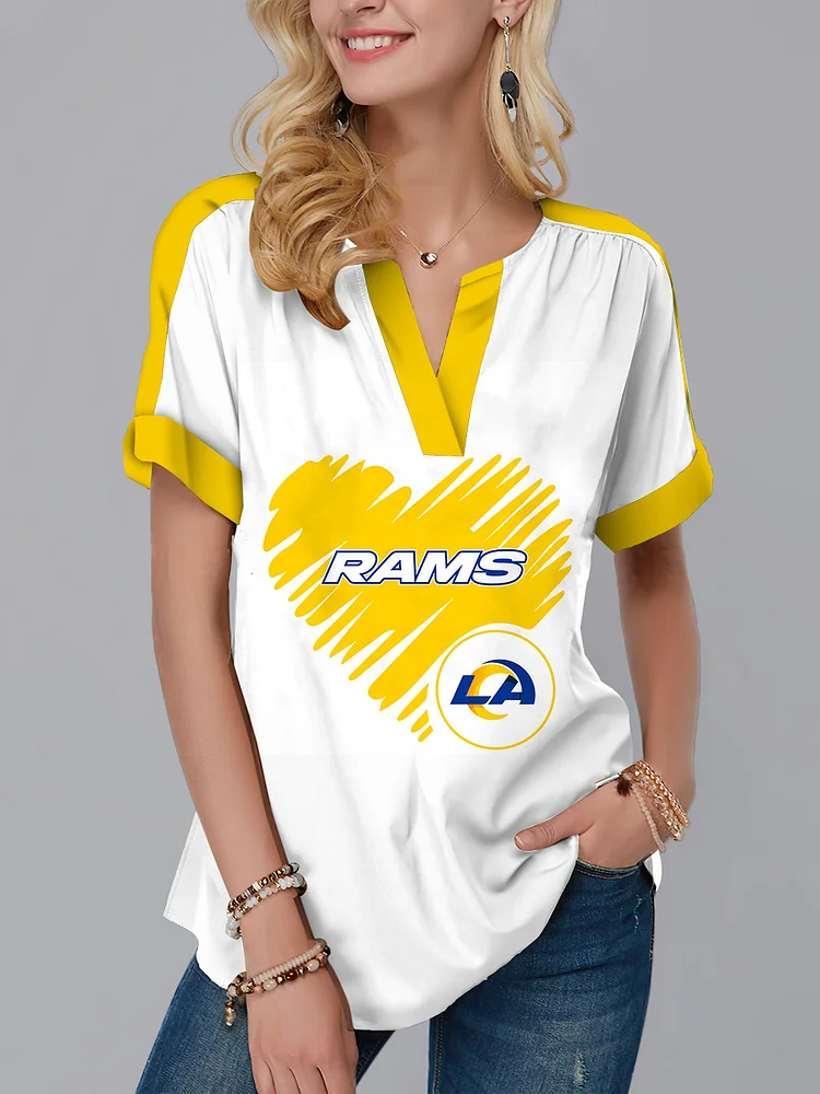 Los Angeles Rams Fashion Short Sleeve V-Neck Shirt