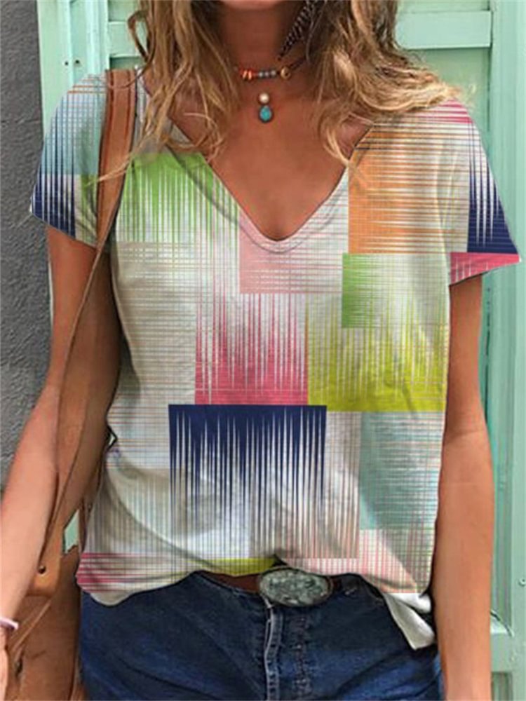 Comstylish Colorful Art Print T Shirt
