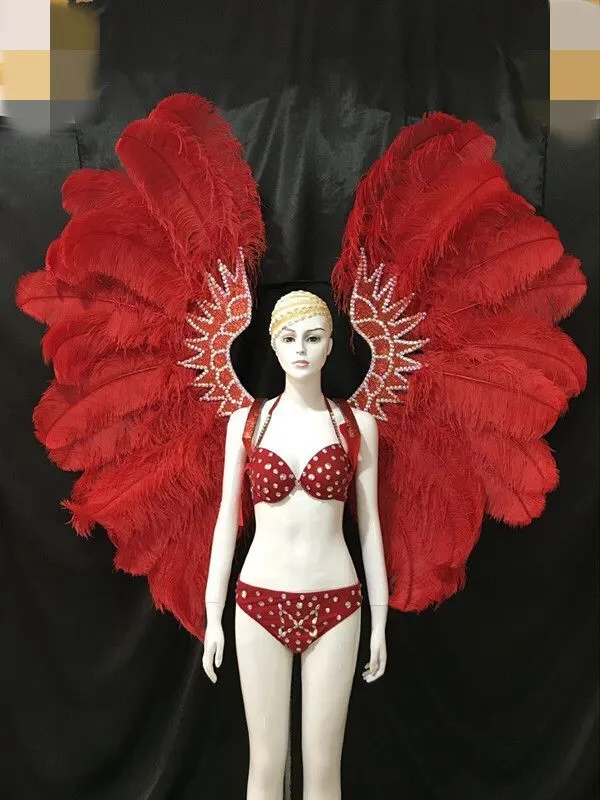 VCSHOES Dance party costumes evening gowns weddings street dances carnival costumes dance costumes belly dances Red winged hat